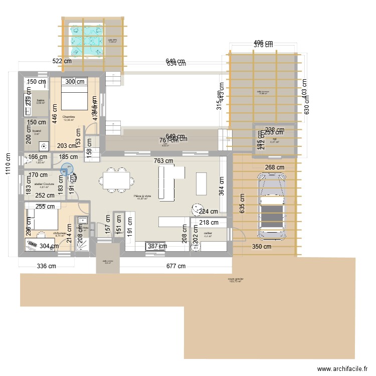 Fabaline 87m2 V1. Plan de 12 pièces et 92 m2