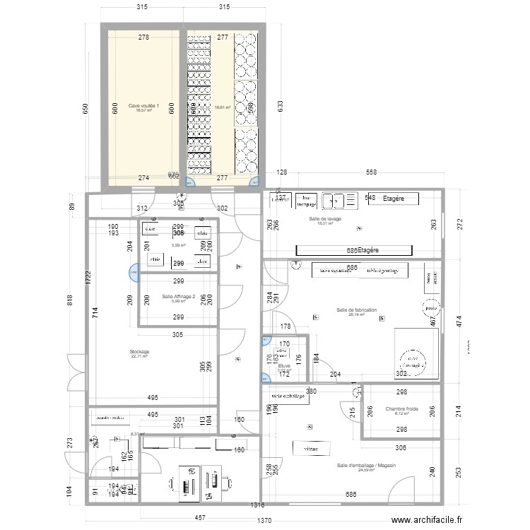 Plan Fromagerie aménagé 4bis. Plan de 12 pièces et 158 m2