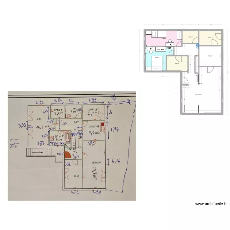 Placis 3. Plan de 7  et 78 m²