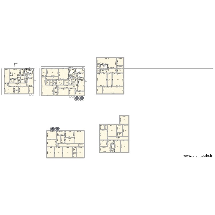 fromagerie. Plan de 83 pièces et 1306 m2
