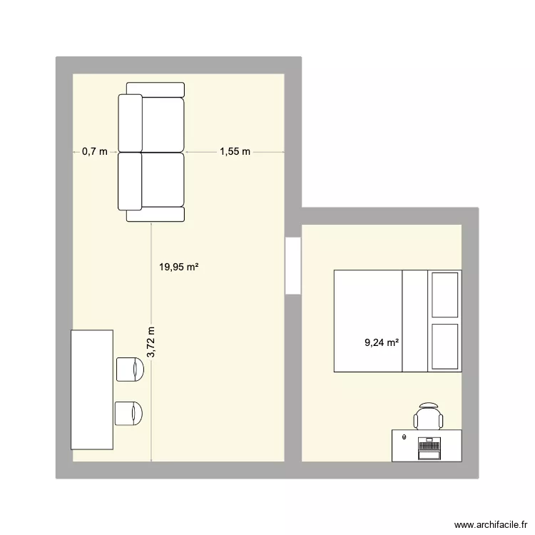 appart st maur. Plan de 2  et 29 m²
