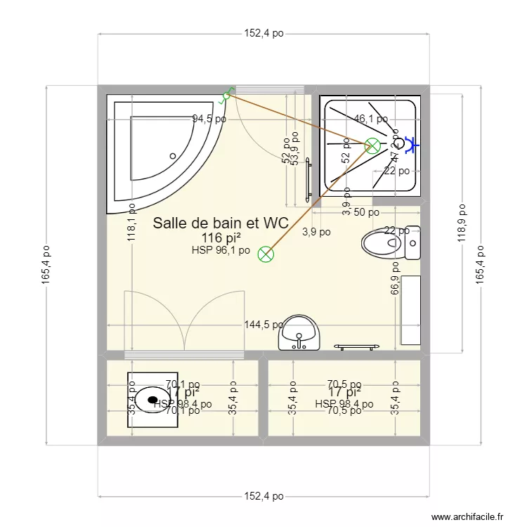 chambre de bain 2. Plan de 