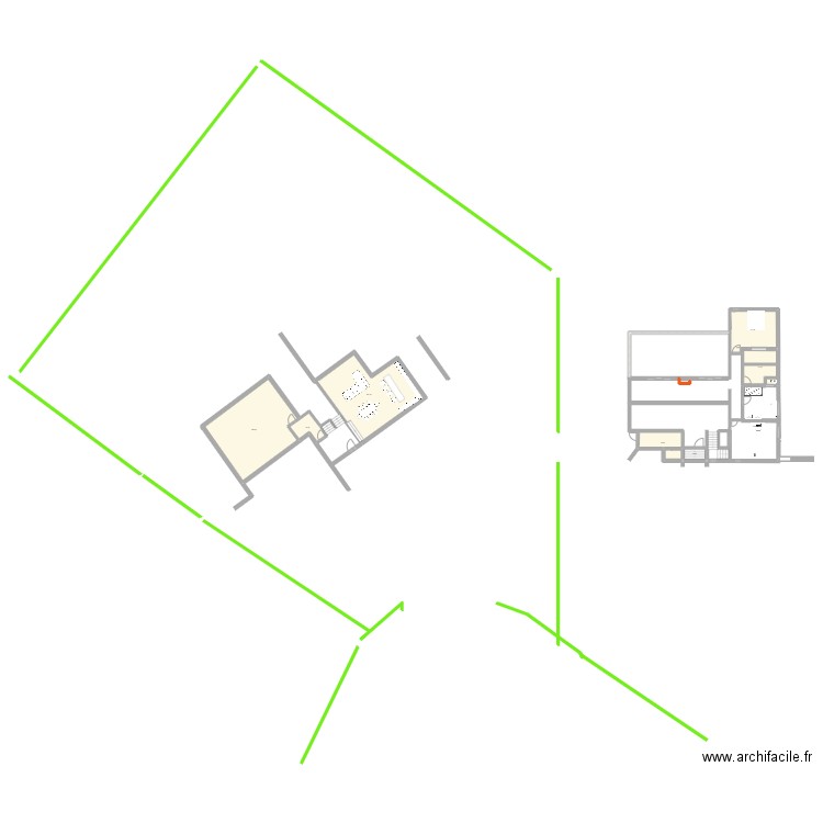 garage profond. Plan de 8 pièces et 186 m2