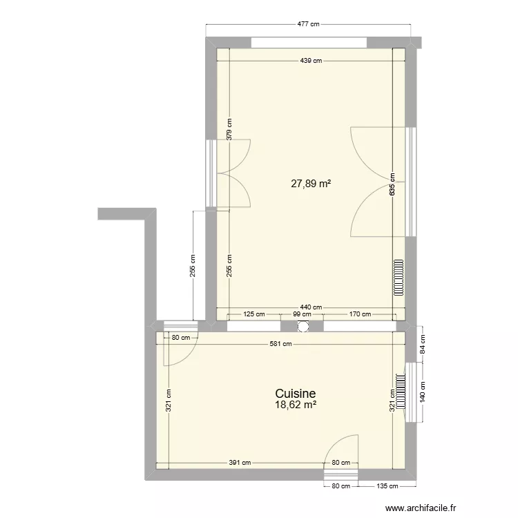 Cuisine travaux 5 Dimensions espaces. Plan de 