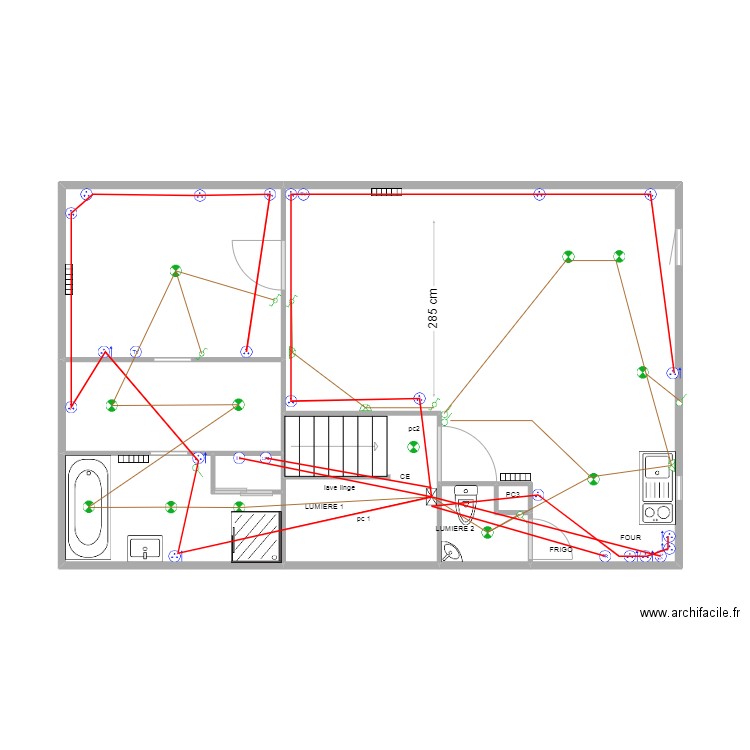 appart EVA ELECT. Plan de 8 pièces et 58 m2