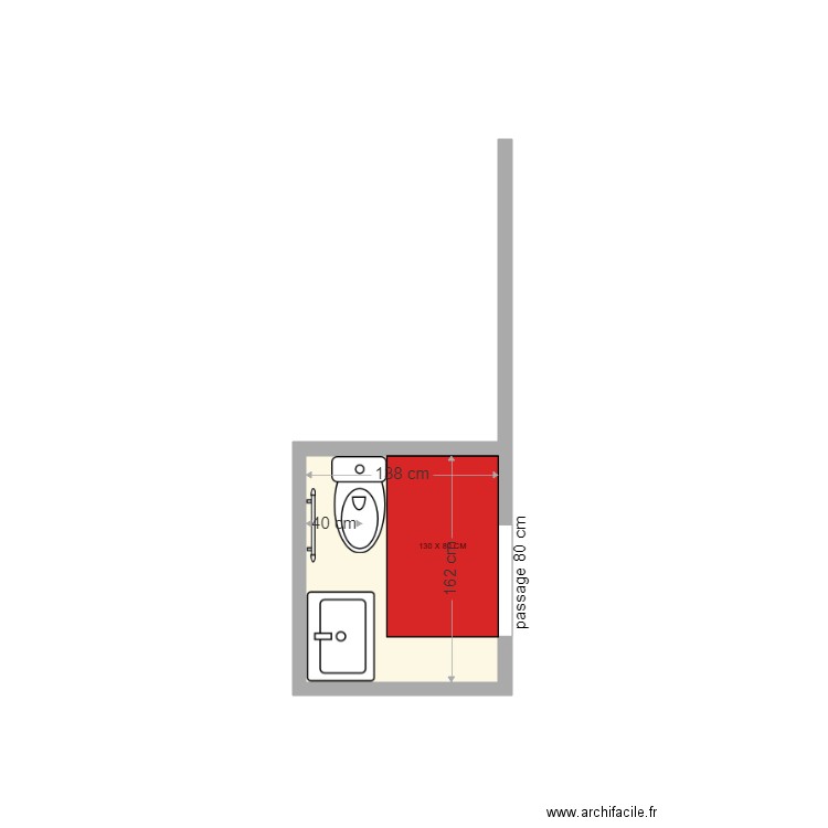 ST SYMPHORIEN ECOLE WC A REVOIR . Plan de 1 pièce et 2 m2