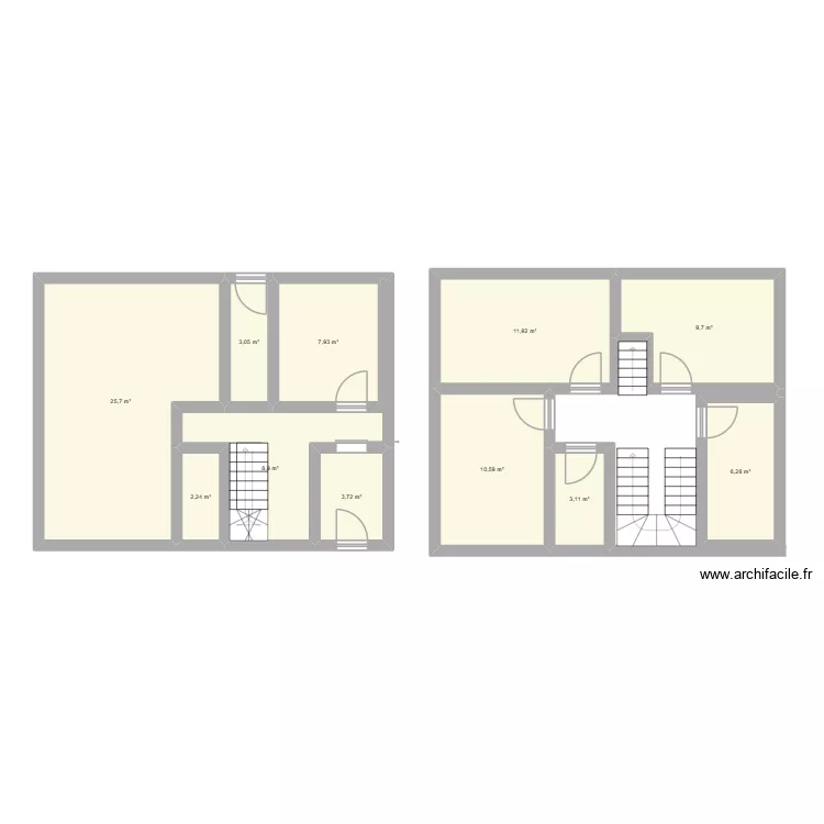maison 2. Plan de 11  et 93 m²