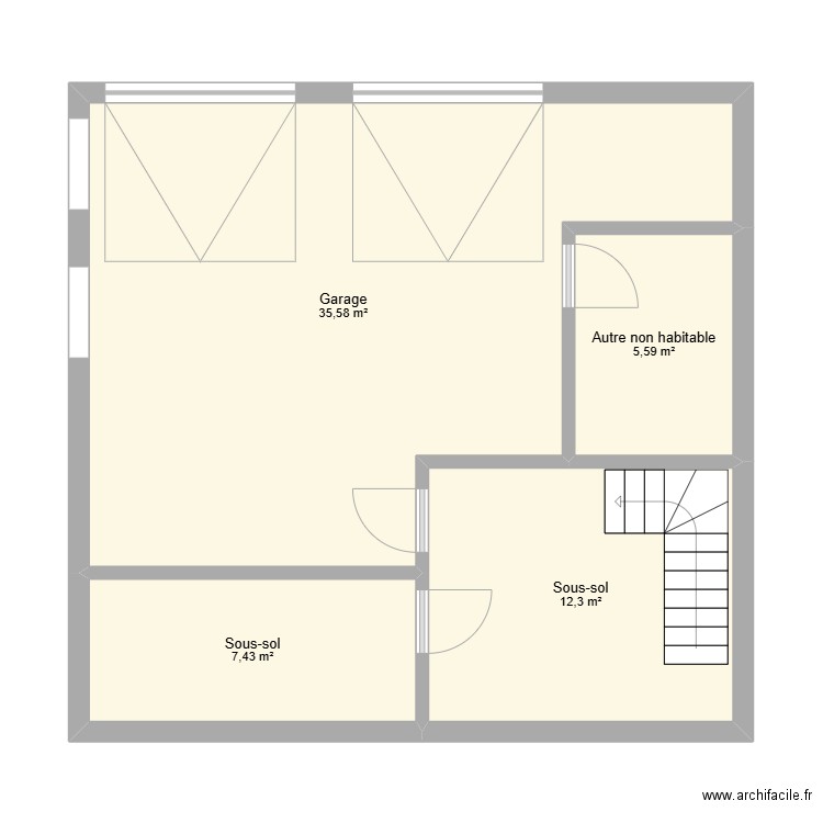 cave chaumont. Plan de 4 pièces et 61 m2