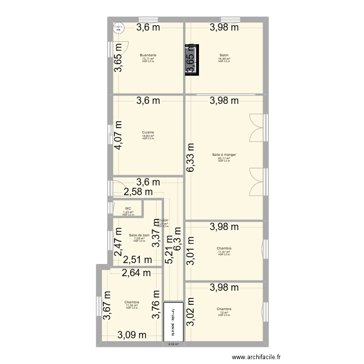 BELLOT/MUNIZ. Plan de 11 pièces et 122 m2
