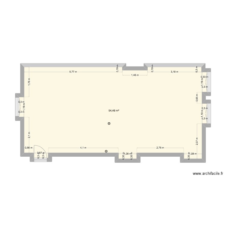 appart 1. Plan de 1 pièce et 54 m2