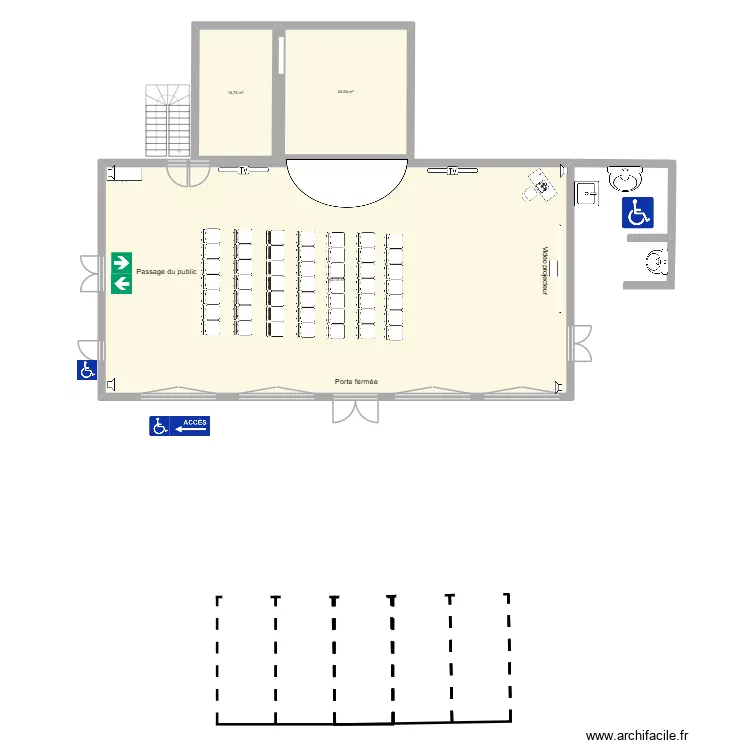 Proudhon conf&eacute;rence 49  chaises. Plan de 3  et 201 m²