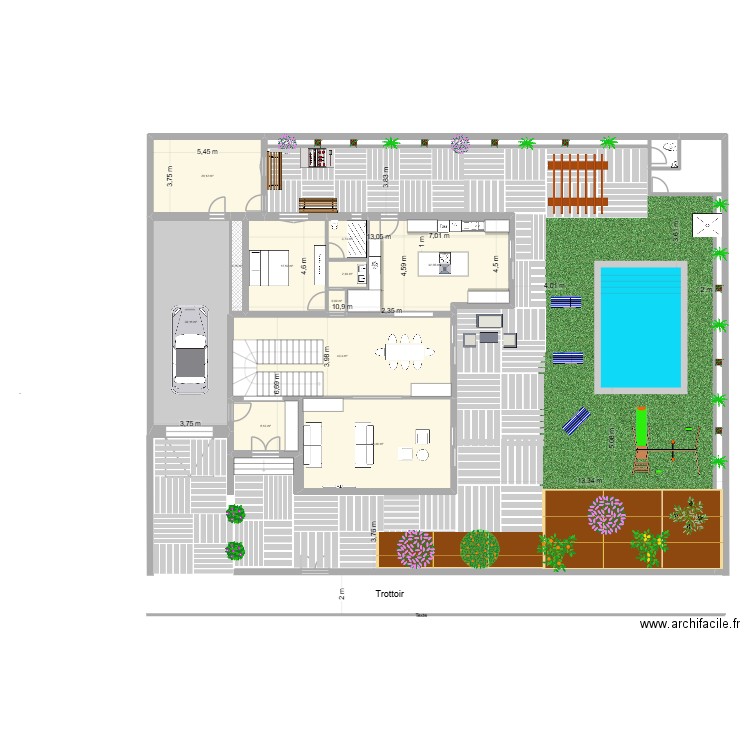 Plan de jardin. Plan de 11 pièces et 204 m2