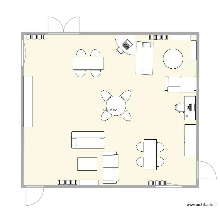 BEC. Plan de 1  et 53 m²
