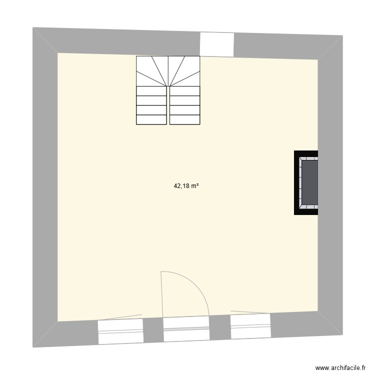 sejour é. Plan de 1 pièce et 42 m2