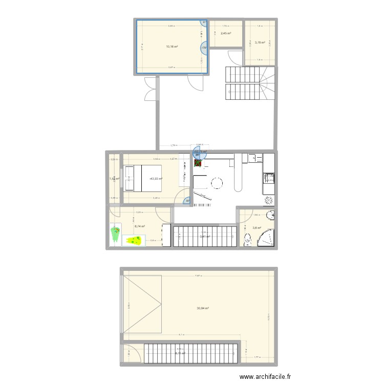 Ahbas. Plan de 11 pièces et 78 m2