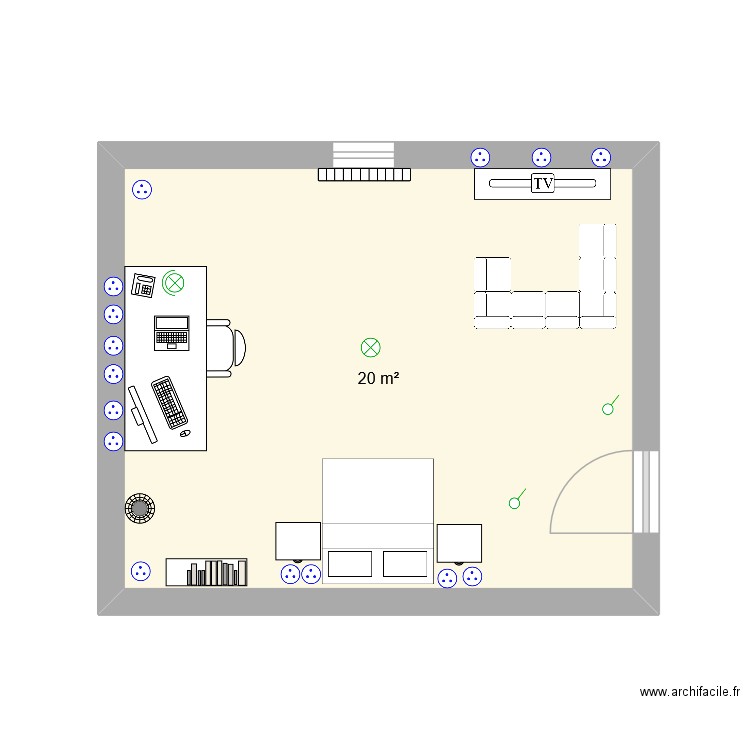 ahmed. Plan de 1 pièce et 20 m2