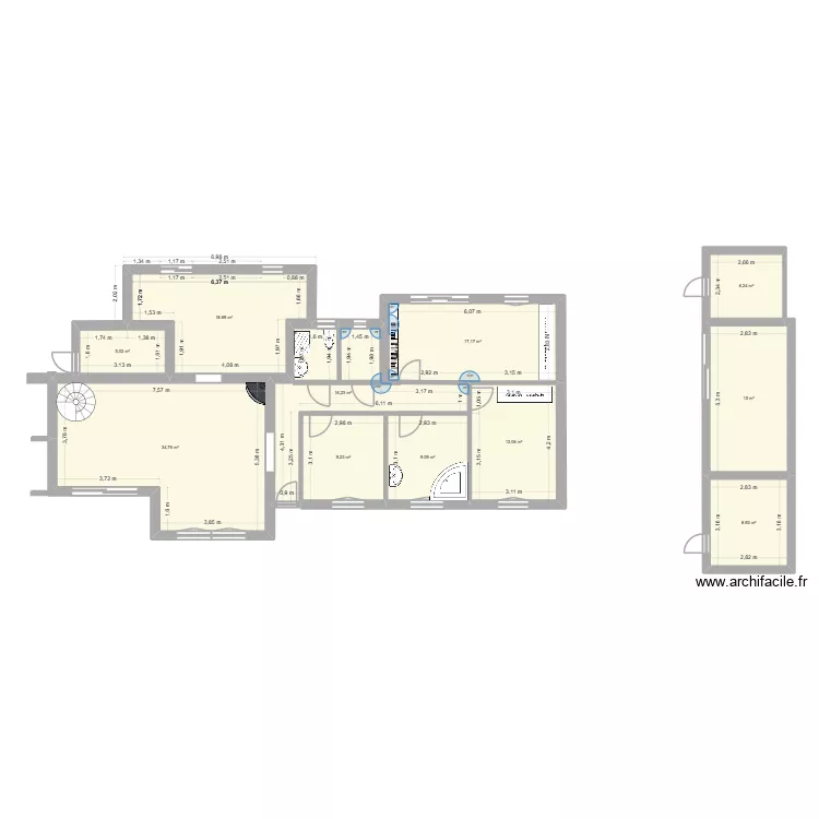 6Fours. Plan de 11 pièces et 153 m²
