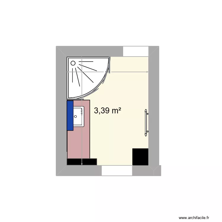 Salle de bain. Plan de 1 et 3 m² Salle de bain. Plan de 1 et 3 m²
