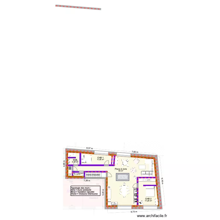 PLAN APPART FLO ET BARB (Am&eacute;nagement 1). Plan de 10  et 176 m²