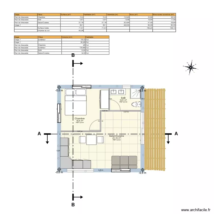 Nouveau plan type T2 OPH 6.50x6.50 avec terrasse. Plan de 4 Pièces et 71 m² Nouveau plan type T2 OPH 6.50x6.50 avec terrasse. Plan de 4 Pièces et 71 m²