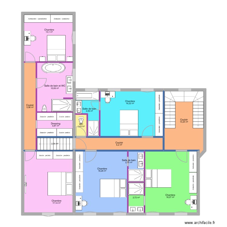 CHATEAUBRIAND R+1 v5. Plan de 15 pièces et 137 m2