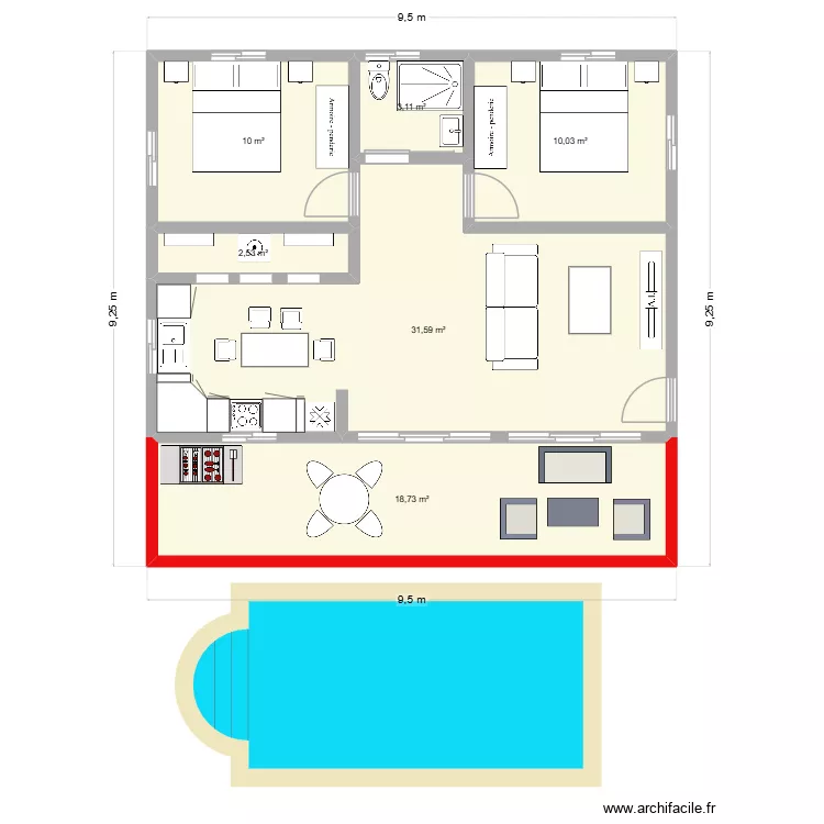 maison 60 m² hab. Plan de maison 60 m² hab. Plan de