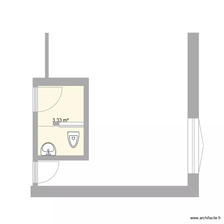 cuisine. Plan de 1  et 3 m²