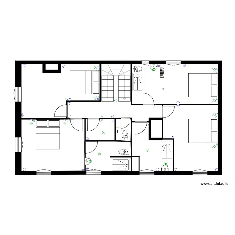 etage castets2.2 PC+EC. Plan de 9 pièces et 91 m2