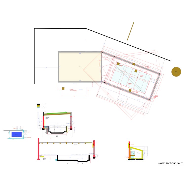 piscine béton mur brique  2025 v30. Plan de 1 pièce et 84 m2