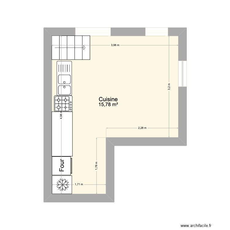 cuisine avril 25. Plan de 1 pièce et 16 m2