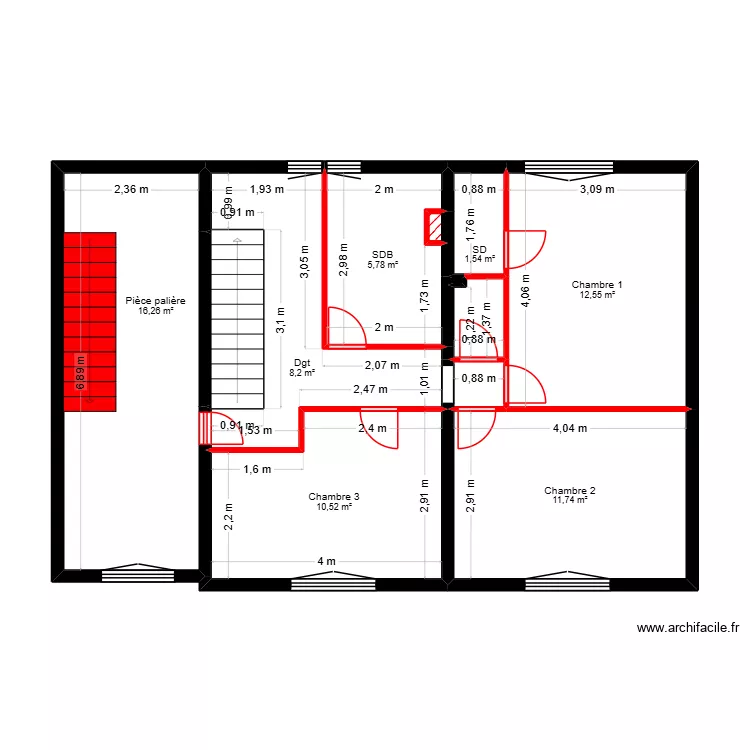 P1.1 PLAN ETAGE 1 CLOISONS SUPPRIMEES - PROJET ROUSSELET. Plan de 12  et 71 m²