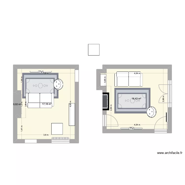 fany. Plan de 3 pièces et 34 m²