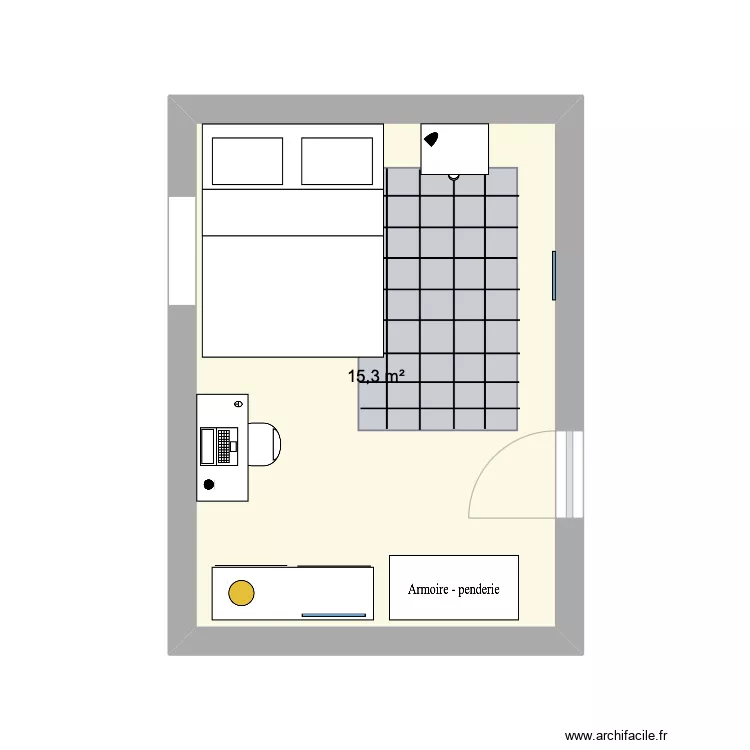 Chambre des grands-parents. Plan de 