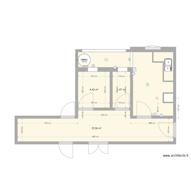 Amer Ramdan Djamel. Plan de 4 pièces et 19 m2