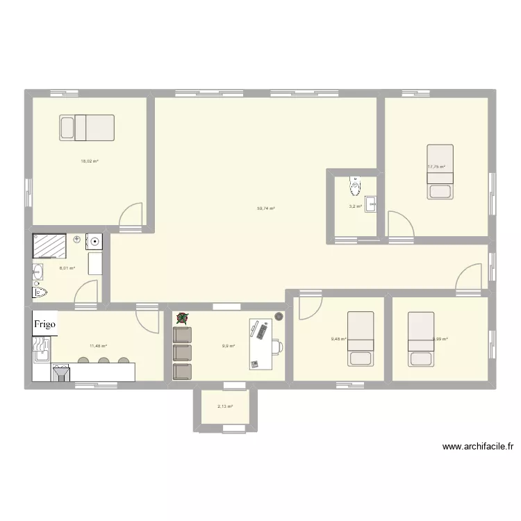 Cabinet lib&eacute;ral. Plan de 10 Pièces et 148 m²