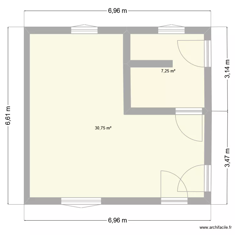 buanderie 1. Plan de 2 Pièces et 38 m²