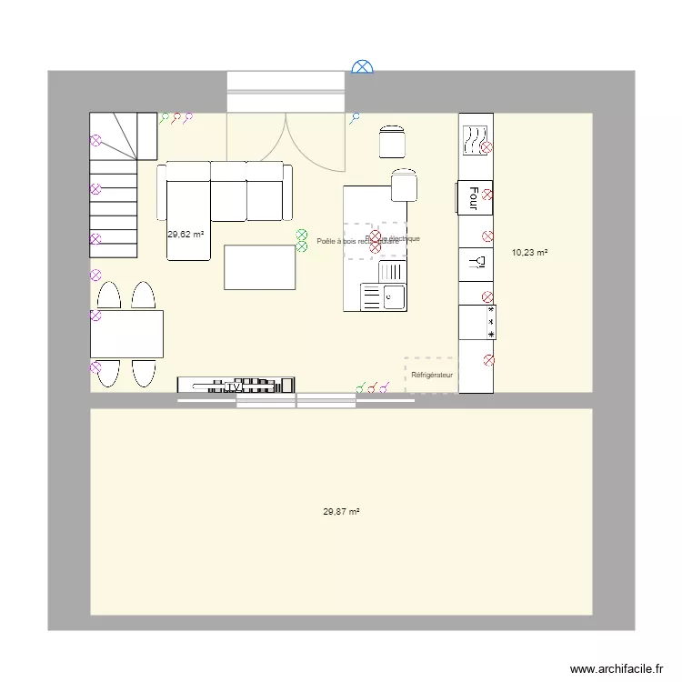 1er youenn 0203y ac &eacute;clairage. Plan de 3 pièces et 70 m²