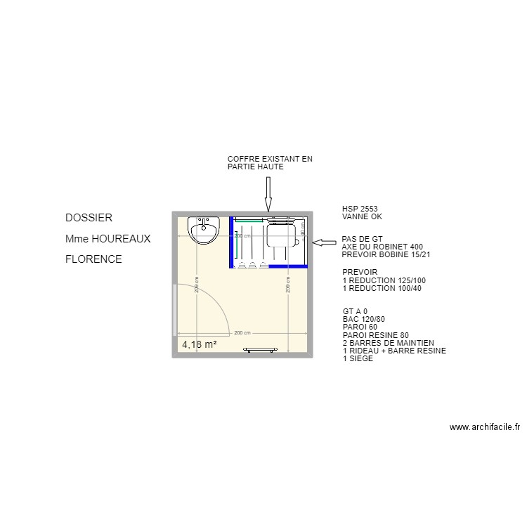 MON LOGIS HOUREAUX FLORENCE. Plan de 1 pièce et 4 m2