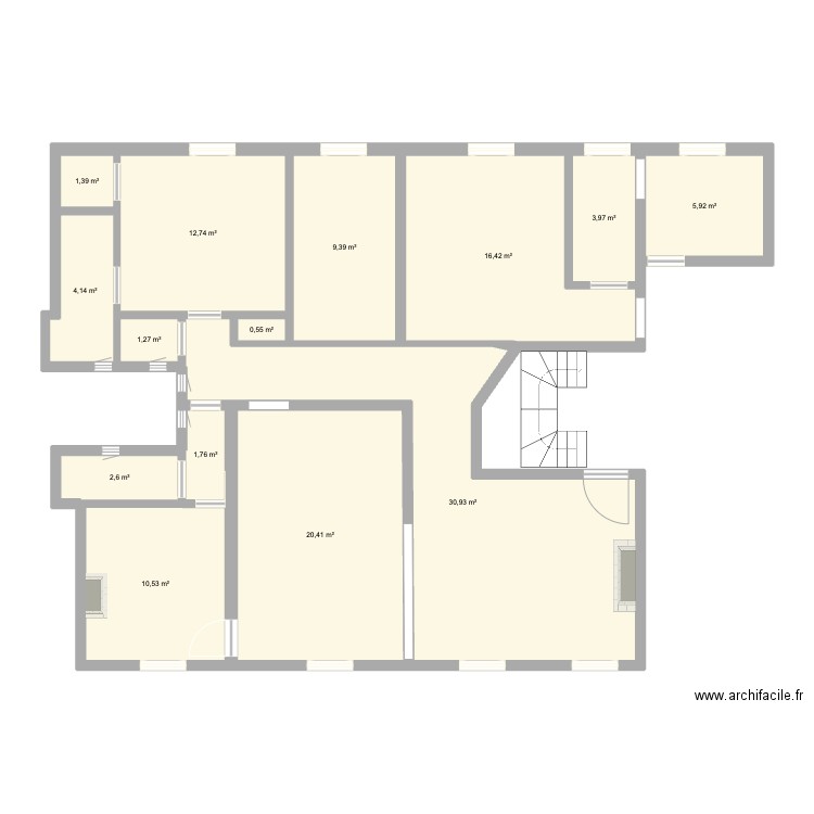 Plan Asnières Exploration. Plan de 14 pièces et 122 m2