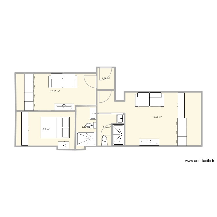 joffre projet 2 a verifier. Plan de 6 pièces et 48 m2