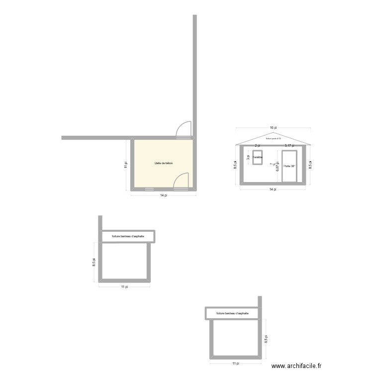 Vue plan - Entrée de cave. Plan de 8 pièces et 42 m2