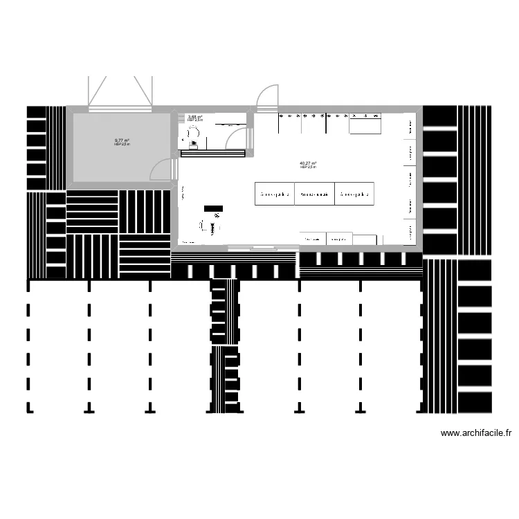 magasin LaKase. Plan de 3  et 54 m²