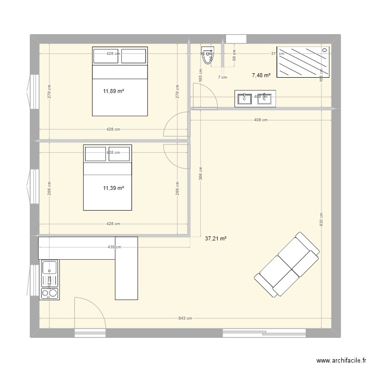 ebauche appart. Plan de 0 pièce et 0 m2