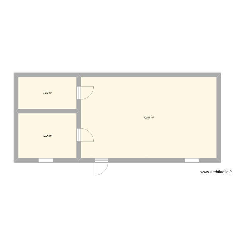 garage. Plan de 3 pièces et 60 m2