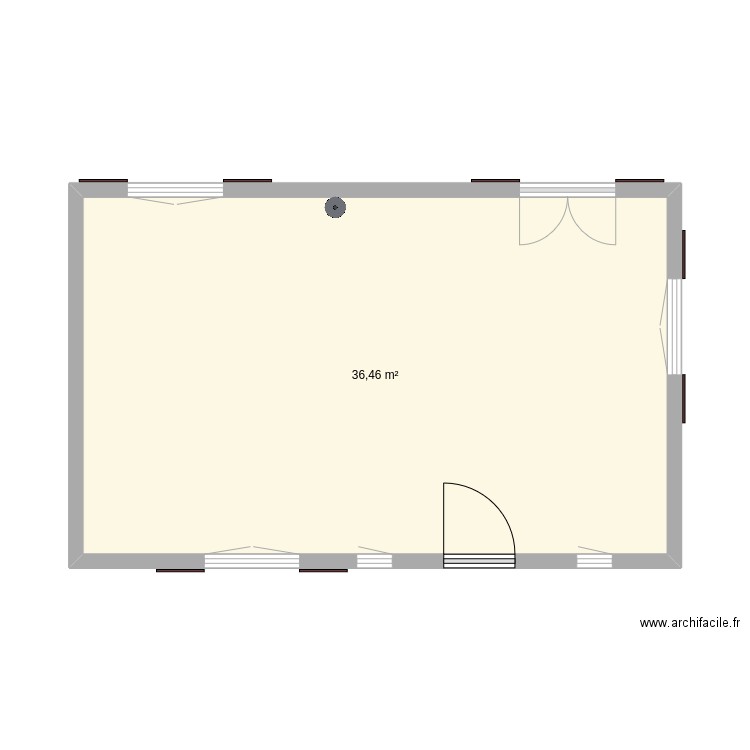 plan actuel. Plan de 1 pièce et 36 m2