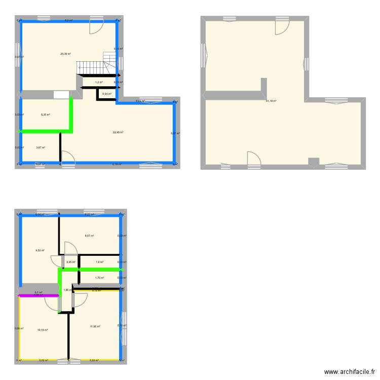 Bcr RDC. Plan de 13 pièces et 171 m2