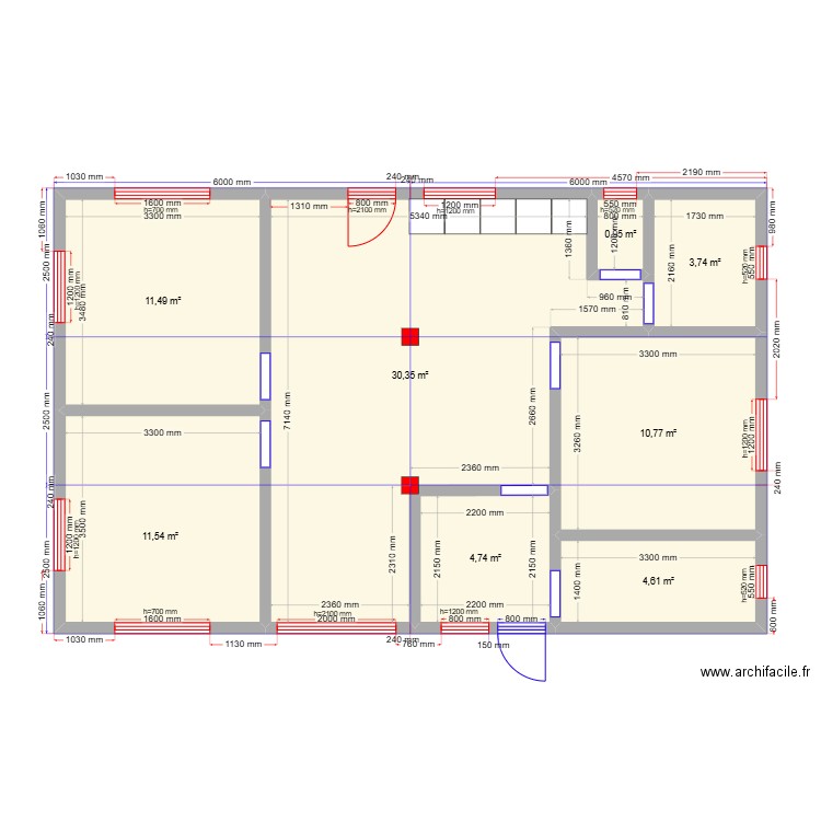 Сл 2. Plan de 8 pièces et 78 m2