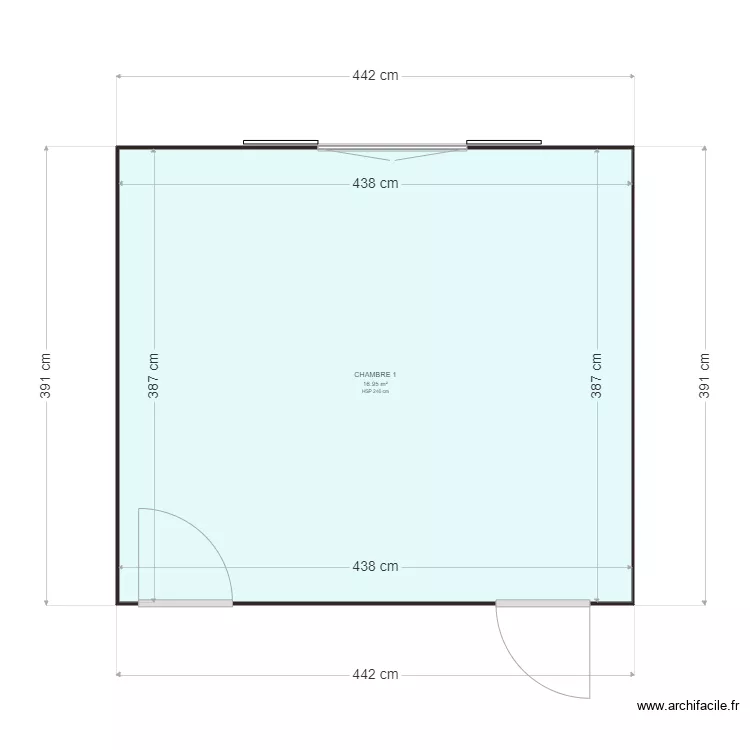 TRAVAILLAN chambre 1. Plan de 1 et 17 m² TRAVAILLAN chambre 1. Plan de 1 et 17 m²