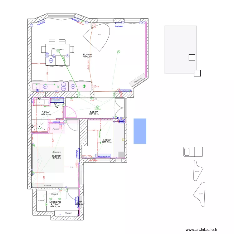 BOBILLOT_VERSION_CHANTIER2_ELEC2_0909. Plan de 7 Pièces et 62 m²