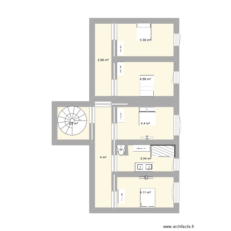 CHAMBRE 1. Plan de 8 pièces et 30 m2
